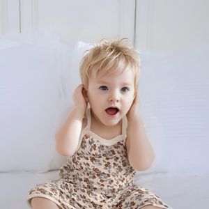 Nouveau-né filles bio bambou bébé vêtements sans manches Floral extérieur body combinaison bébé barboteuses - Product Image 3