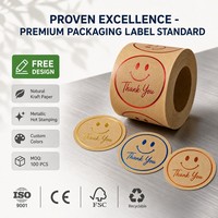 Étiquettes adhésives personnalisées rondes en papier kraft recyclable avec feuille d'or, doublure en papier glassine pour logo de marque et emballage cadeau