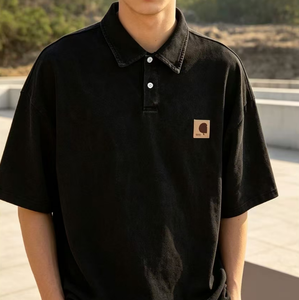 <span class=keywords><strong>Polo</strong></span> pour homme personnalisé, 100% Coton, Haute Qualité, Coupe Oversize, Respirant et Infroissable, Style Vintage Délavé à l'Acide, Logo Hartt, Abordable - Product Image 1
