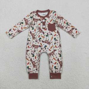 Ropa para Bebés Niñas con Estampado de Patos Mallard de RTS Hunting, Mono con Cierre para Bebés, Venta al por Mayor, 95% Algodón, Tela Casual de Lana Peinada para Recién Nacidos - Product Image 3