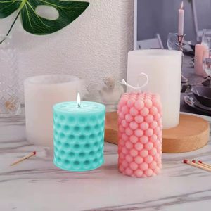Para <span class=keywords><strong>Amazon</strong></span>, superventas, 4 Uds., juego de moldes de silicona para velas, cilindros 3D DIY, Kit de fabricación de velas grandes de burbujas, decoración del hogar, herramientas para pasteles - Product Image 5