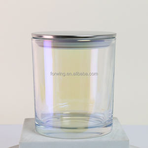 ขวดเทียนแก้วโฮโลแกรมสีรุ้งเหลือบรุ้ง ขนาด 5 ออนซ์ 7 ออนซ์ 10 ออนซ์ 15 ออนซ์ แบบหรูหราสั่งทำพิเศษ พร้อมฝาปิด - Product Image 1