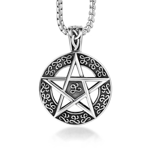 Thời Trang Vintage Talisman Seal Solomon Sáu Điểm Sao Vòng Cổ Mặt Dây Chuyền Mens Mát Mẻ Quẻ Thép Không Gỉ Sao Của David Vòng Cổ - Product Image 5