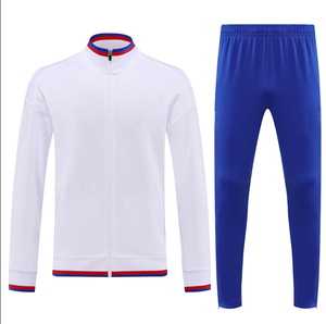 Setelan Jaket Olahraga Lengan Panjang Grosir Kualitas Thailand Resleting Penuh Warna Biru Dongker untuk Pria - Product Image 2