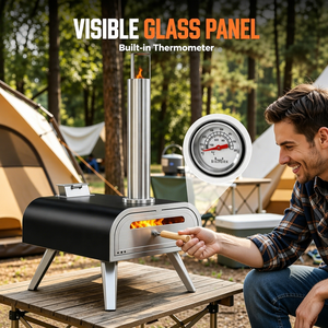 Four à pizza extérieur compact à granulés de bois en acier inoxydable avec pieds pliables, durable et moderne pour la cuisson de pizzas - Product Image 4