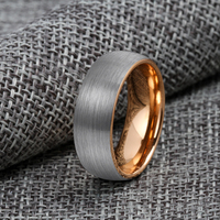 Tizti Schmuck Großhandel Wolfram Ringe 8mm gebürstet gewölbt schwarz Wolfram Band für Männer