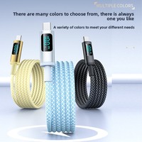 Câble de données USB-C 100W Type-C vers Type-C avec connecteurs à affichage numérique pour ordinateur portable et téléphone, câble de charge rapide PD