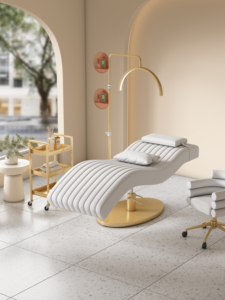 เตียงเสริมความงามสแตนเลสแบบ S รุ่นใหม่ เตียงต่อขนตาแบบ Ergonomic เตียงนวดสปา เตียงทำความสะอาดหูและเตียงสัก - Product Image 3