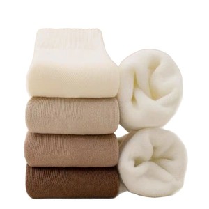Women's Thick Warm <b>Wool</b> <b>Socks</b> Mid Calf Terry Cloth Fleece Lining Autumn Winter Casual Solid Color Breathable Sweat Wicking - Product Image 5
