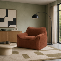 CE-Zertifizierter Lazy Sofa Lounge-Sessel in Box Weicher Gerippter Cord aus China Minimalistisches Abgerundetes Design für Zuhause Schlafzimmer Entspannung