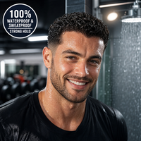 Prothèse capillaire homme bouclée afro en cheveux naturels, système de remplacement capillaire en dentelle française avec contour en PU, postiche noir naturel pour hommes