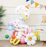 Ballon blanc en forme de chiffres pour le 1er et 2e anniversaire des enfants, décoration de scène de fête pour 3 ans, toile de fond murale