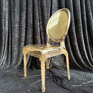 SMOOTH Louis Ghost <b>Chair</b> Transparent Plastic with Textured Back <b>for</b> a Chic Wedding or Event Setting - Product Image 1