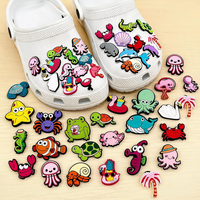 Set de Dijes para Zapatos de Animales Marinos al por Mayor, Lindos Accesorios 3D de Criaturas del Mar (Tiburón, Delfín, Tortuga, Pulpo) para Decoración de Zuecos, Regalo para Niños