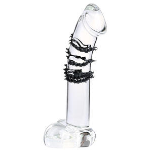 クリスタルガラスのディルドは、シリコンゴムの柔らかいとげの女性のディルド大人のおもちゃでプラスサイズのディルドを長くします - Product Image 2