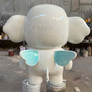 Cartoon <b>Elephant</b> Fiberglass Sculpture Outdoor <b>Decorative</b> Figure Handmade Animal Statue Floor Mount - Product Image 5