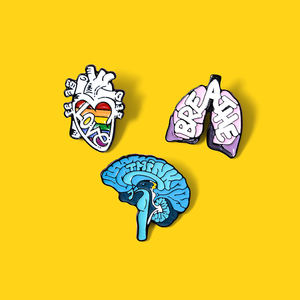 オルガンエナメルピン カスタムメタルソフトエナメル ハート 肺 脳 ブローチ シャツ バッグ用 ラブ ブレス マインド バッジ 漫画ジュエリー - Product Image 5