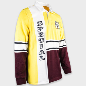 Personnalisé 100% Polyester Recyclé Maillot Tricoté Sans Couture Fil Teinture À Manches Longues Rugby Polo Unisexe Sportswear - Product Image 3