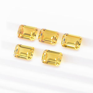 실험실에서 재배한 옐로우 사파이어 21 #   보석 제작용 팔각형 스텝 컷 합성 커런덤 스톤 - Product Image 1