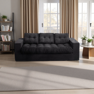 Sofá Moderno Cuadrado Comprimido para Sala <span class=keywords><strong>de</strong></span> Estar, con Cojín y <span class=keywords><strong>Respaldo</strong></span> Acolchados sin Estructura, Sofá <span class=keywords><strong>de</strong></span> Suelo Tapizado <span class=keywords><strong>de</strong></span> Tres Plazas - Product Image 4