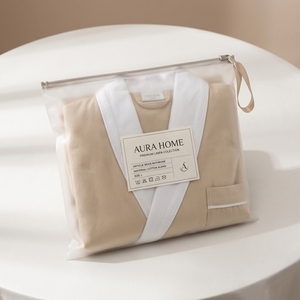 Peignoir de luxe 5 étoiles pour hôtel, personnalisable avec logo, en mélange de coton beige, style kimono, avec bordure <span class=keywords><strong>blanche</strong></span>, pour spa et chambres d'hôtes - Product Image 2