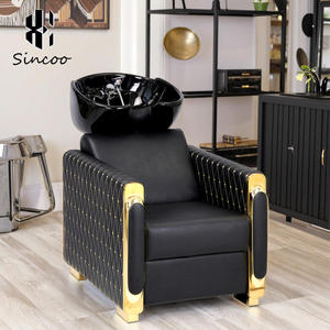 Chaise de lavage de cheveux en cuir PU noir, personnalisable avec fonction massage, pour spa capillaire – Vente chaude aux États-Unis, prix de gros bas - Product Image 1
