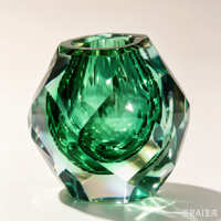 Mini vase Art Déco en cristal K9 taillé à la main avec motif tourbillon vert pour la décoration de table à la maison et comme cadeau de Bar Mitzvah