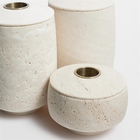 Diffuseur d'Huiles Essentielles en Pierre de Travertin Beige Vintage