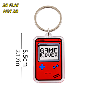 Retro Gaming Acrylic Keychain Game Over Pixel Screen On Red Handheld <strong>Console</strong>, Clear Charm With Metal Ring For Keys, Bags - Product Image 2