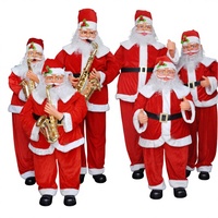 Père Noël électrique en gros, jouant du saxophone, en mouvement et chantant