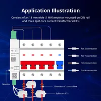 Zemismart Tuya Zigbee 120A Medidor de Energía Inteligente Tuya para Carril DIN, Monitor de Potencia Trifásico con CTs de Núcleo Dividido, Funciona con HA