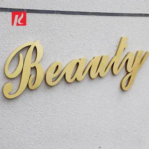 Kexian Custom 3d Gold Metal Sign Letters Outdoor Company Logo Business Sign Brand Advertising Gold Metal Wall Sign