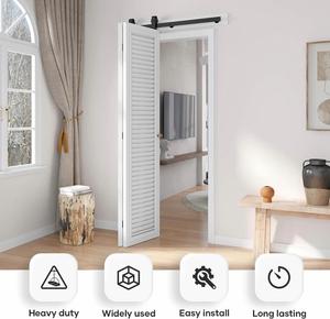 Kit de Herrajes para Puerta Corredera Plegable WEKIS de 3 Pies, Color Negro Mate, con Latón Resistente, Fácil de Instalar, para Cocina y Sala de Estar - Product Image 5