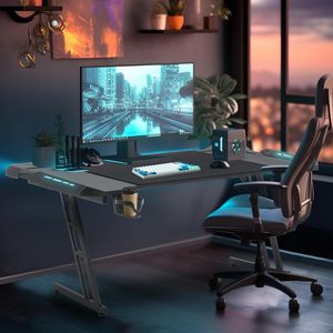<span class=keywords><strong>Mesa</strong></span> <span class=keywords><strong>de</strong></span> juego con estructura en Z a <span class=keywords><strong>precio</strong></span> económico, escritorio negro con superficie <span class=keywords><strong>de</strong></span> fibra <span class=keywords><strong>de</strong></span> carbono, <span class=keywords><strong>mesa</strong></span> ergonómica para computadora con orificio para cables. - Product Image 2