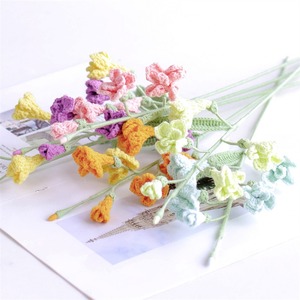 Tejido de hilo con acabado personalizado, decoración de escritorio con flor de orquídea simulada, ramo de flores tejidas - Product Image 3