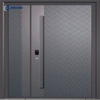 Puerta de Entrada Pivotante Moderna de Aluminio con Paneles Tallados, Rotura de Puente Térmico, Doble Acristalamiento, Características de Seguridad e Insonorización para Entrada de Villa