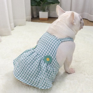 Robe courte à fines bretelles en coton-lin, motif floral, style bouffant, pour printemps/été, inspirée des bouledogues français et des pugs - Product Image 2