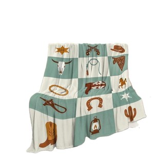 Plaid Cowboy Flannel Blanket Throw Blanket Nap Blanket Reversible Cozy Warm for Travel <b>Camping</b> Custom Print Wholesale - Product Image 1