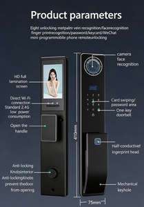 Cerradura Inteligente para Puerta de Madera Glomarket, de Aleación de Aluminio, con Proceso CNC, Huella Dactilar, Vena de la Palma, WiFi Tuya, Inteligente, Impermeable IPX5 - Product Image 6