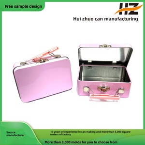 Caja de Metal Rectangular con Asa Rosa para Brillo Labial, Caja de Almacenamiento de Cosméticos, Lata Portátil con Tapa Abatible y Asa, Caja de Embalaje Metálica - Product Image 5