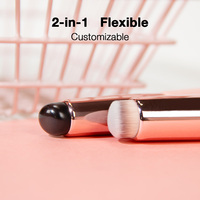 Benutzerdefiniertes Logo 2-in-1 Silikon-Lippenpinsel Lippenstift Doppelendiger Concealer Lipgloss-Applikator