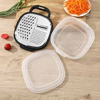 Râpe à légumes multifonctionnelle avec boîte de rangement, design portable, trancheuse, hachoir, râpe à gingembre et à fromage