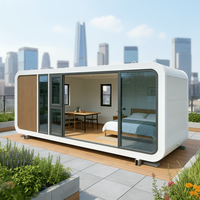 Maison-conteneur écologique en acier, modèle Apple Cabin, design moderne et respirant pour bâtiment de bureaux, vert