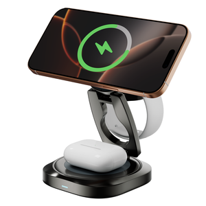 3 in 1 Qi2 <b>Wireless</b> <b>Charging</b> Station 25W Metal Zinc Alloy Fast Charger for iPhone 15 14 Apple Watch AirPods Desktop Dock <b>Stand</b> - Product Image 1