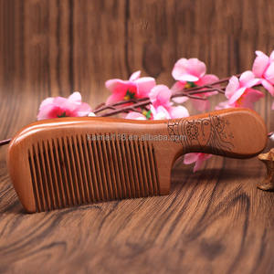 Q36 Boutique Peine de <span class=keywords><strong>madera</strong></span> de sándalo color melocotón envejecido, antiestático, para la caída del cabello, con logotipo personalizado, al por mayor - Product Image 1