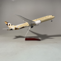 Modèle d'avion en résine ABS LED Boeing 787-9 Etihad Airlines Taille 42cm Échelle 1/150 Avec lumière LED et train d'atterrissage