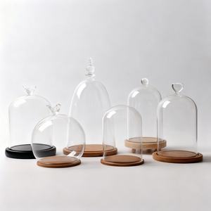 بورسليكات شفاف فارغ منفوخ يدويًا زجاج مقاوم للغبار بيضاوي صوفي الحب غطاء قبة زجاجي مع قاعدة خشبية - Product Image 2