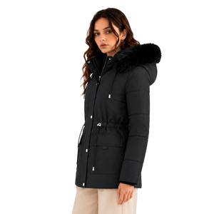 Manteau d'hiver chaud pour femmes, veste rembourrée en duvet épaisse doublée de polaire, capuche amovible en fausse fourrure, manches longues, <span class=keywords><strong>parka</strong></span> de neige - Product Image 2
