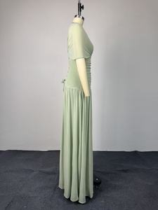 Vestido Largo <span class=keywords><strong>de</strong></span> <span class=keywords><strong>Mujer</strong></span> con Cuello Asimétrico, Cintura Alta, Plisado y Cordones, Estilo Dulce, Nueva Colección Primavera 2026, Transfronterizo Europeo-Americano - Product Image 5