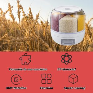 Airtight PP+PET Food <b>Storage</b> <b>Container</b> 360 Degree Grain Dispenser 3-6L Capacity <b>Kitchen</b> Use - Product Image 1